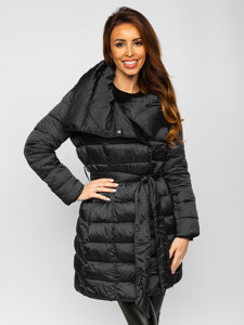 Bolf Damen Winterjacke Lang Schwarz  J9061