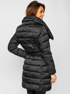 Bolf Damen Winterjacke Lang Schwarz  J9061