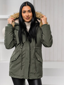 Bolf Damen Winterjacke Parka mit Kapuze 2in1 Khaki  16M9199A1