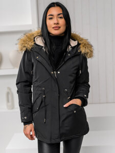 Bolf Damen Winterjacke Parka mit Kapuze 2in1 Schwarz  16M9199A1