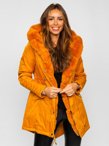 Bolf Damen Winterjacke Parka mit Kapuze Camel  5M762