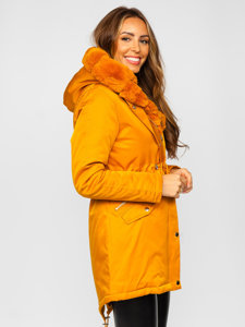 Bolf Damen Winterjacke Parka mit Kapuze Camel  5M762