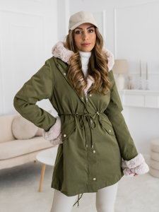 Bolf Damen Winterjacke Parka mit Kapuze Khaki 5M3187