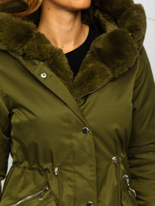 Bolf Damen Winterjacke Parka mit Kapuze Khaki  5M762