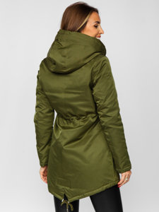 Bolf Damen Winterjacke Parka mit Kapuze Khaki  5M772