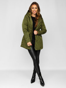 Bolf Damen Winterjacke Parka mit Kapuze Khaki  5M772