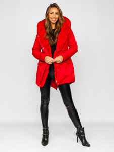 Bolf Damen Winterjacke Parka mit Kapuze Rot  5M762