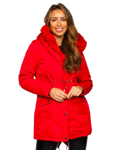 Bolf Damen Winterjacke Parka mit Kapuze Rot  5M762