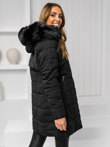 Bolf Damen Winterjacke mit Fellkapuze Schwarz  16M9119