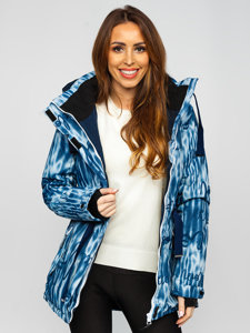 Bolf Damen Winterjacke mit Kapuze Dunkelblau  B2393