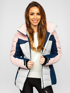 Bolf Damen Winterjacke mit Kapuze Rosa  B2378