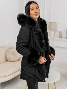 Bolf Damen Winterjacke mit Kapuze Schwarz 16M9062