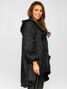 Bolf Damen Zweiseitige Gepolsterte Winterjacke mit Kapuze Schwarz  G6010