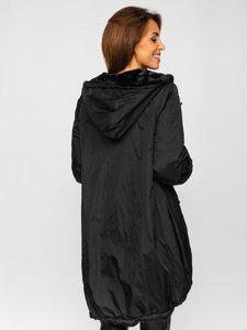 Bolf Damen Zweiseitige Gepolsterte Winterjacke mit Kapuze Schwarz  G6010