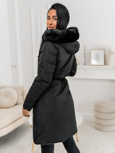 Bolf Damen Zweiseitige Winterjacke Pakra mit Kapuze Schwarz-Grau  16M9159