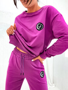 Bolf Damen Zweiteiler Baumwoll Freizeitanzug Sport Set MOON Violett  VE64