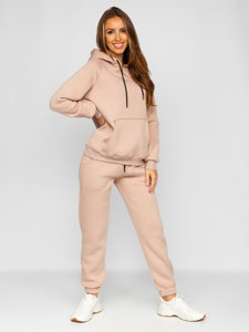 Bolf Damen Zweiteiler Sport Set Jogginganzug Beige  5996