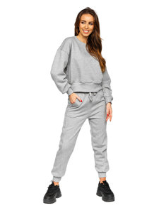 Bolf Damen Zweiteiler Trainingsanzug Oversize Set Grau  8C71