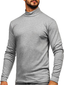 Bolf Herren Baumwoll Halb Rollkragenpullover basic Grau  534