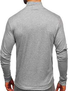 Bolf Herren Baumwoll Halb Rollkragenpullover basic Grau  534