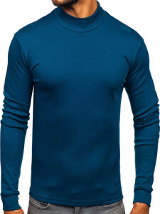 Bolf Herren Baumwoll Halb Rollkragenpullover basic Indigo  534