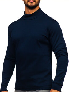 Bolf Herren Baumwoll Halb Rollkragenpullover basic Tintenblau  534