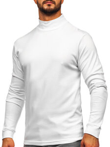 Bolf Herren Baumwoll Halb Rollkragenpullover basic Weiß 534