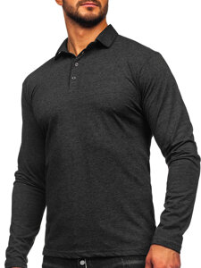 Bolf Herren Baumwoll Polohemd Lanagrm Schwarzgrau  5119