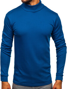 Bolf Herren Baumwoll Rollkragenpullover basic Dunkelblau  535