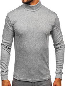 Bolf Herren Baumwoll Rollkragenpullover basic Grau  535