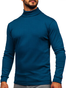 Bolf Herren Baumwoll Rollkragenpullover basic Indigo  535