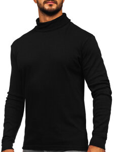 Bolf Herren Baumwoll Rollkragenpullover basic Schwarz  535