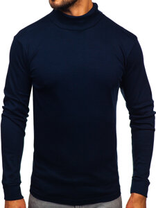 Bolf Herren Baumwoll Rollkragenpullover basic Tintenblau  535