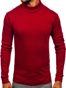 Bolf Herren Baumwoll Rollkragenpullover basic Weinrot  535