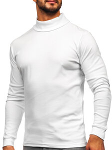 Bolf Herren Baumwoll Rollkragenpullover basic Weiß  535