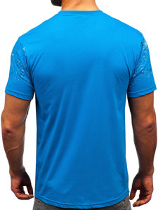 Bolf Herren Baumwoll T-Shirt Azurblau  14725