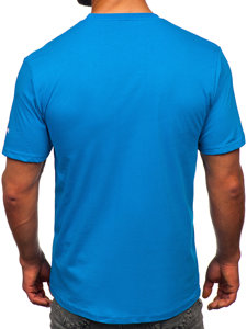 Bolf Herren Baumwoll T-Shirt Azurblau  14731