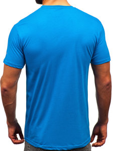 Bolf Herren Baumwoll T-Shirt Azurblau  14732