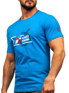 Bolf Herren Baumwoll T-Shirt Azurblau  14736