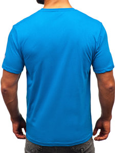 Bolf Herren Baumwoll T-Shirt Azurblau  14741