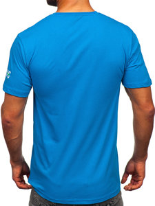 Bolf Herren Baumwoll T-Shirt Azurblau  14746