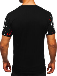 Bolf Herren Baumwoll T-Shirt Camo Schwarz-Rot  14727