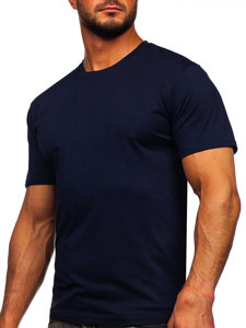 Bolf Herren Baumwoll T-Shirt Dunkelblau  0001