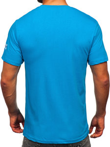 Bolf Herren Baumwoll T-Shirt Türkis  14746