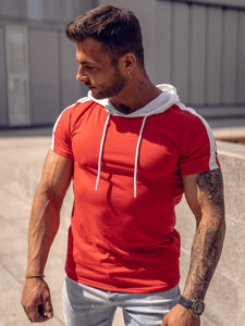 Bolf Herren Baumwoll T-Shirt mit Kapuze Rot  8T299A