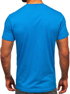 Bolf Herren Baumwoll T-Shirt mit Motiv Azurblau  143008