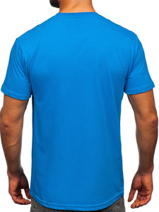 Bolf Herren Baumwoll T-Shirt mit Motiv Azurblau  14720