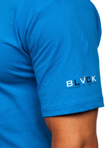 Bolf Herren Baumwoll T-Shirt mit Motiv Azurblau  14739