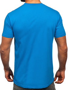 Bolf Herren Baumwoll T-Shirt mit Motiv Azurblau  14759