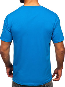 Bolf Herren Baumwoll T-Shirt mit Motiv Azurblau  14784